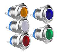 Gebildet 5pcs 16mm AC/DC 12-24V Acero Inoxidable Impermeable Luz Indicadora LED para el Coche Barco Camión Van