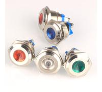 Gebildet 5pcs 16mm AC/DC 12-24V Acero Inoxidable Impermeable Luz Indicadora LED Terminales de Tornillo para el Coche Barco Camión Van