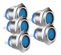 Gebildet 5pcs 16mm AC/DC 12-24V Tipo de Soldadura Cobre Niquelado Impermeable Luz Indicadora LED(Azul)