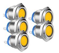 Gebildet 5pcs 16mm AC/DC 12-24V Tipo de Soldadura Cobre Niquelado Impermeable Luz Indicadora LED(Naranja)