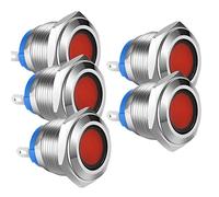 Gebildet 5pcs 16mm AC/DC 12-24V Tipo de Soldadura Cobre Niquelado Impermeable Luz Indicadora LED(Rojo)