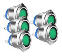 Gebildet 5pcs 16mm AC/DC 12-24V Tipo de Soldadura Cobre Niquelado Impermeable Luz Indicadora LED(Verde)