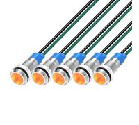 Gebildet 5pcs 6mm LED Indicador de Metal 3V-4,5V-5V-6V-7,5V-9VDC Luz de Ahorro de Energía, Lámpara de Señal Impermeable con Cable (Naranja)