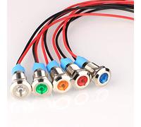 Gebildet 5Pcs 8 mm 230VAC LED Lluz Indicadora de Metal Lámpara de Señal Impermeable (Verde Naranja Rojo Azul Blanco 5Pcs)