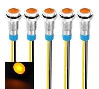 Gebildet 5pcs 8mm 230V AC LED Indicador de Luz de Metal Lámpara de Señal Impermeable (Amarillo)