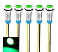 Gebildet 5pcs 8mm 230V AC LED Indicador de Luz de Metal Lámpara de Señal Impermeable (Verde)