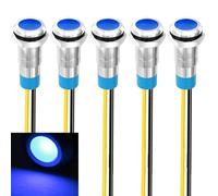 Gebildet 5pcs 8mm 230VAC LED Lluz Indicadora de Metal Lámpara de Señal Impermeable (Azul)