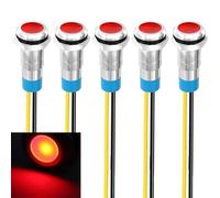 Gebildet 5pcs 8mm 230VAC LED Lluz Indicadora de Metal Lámpara de Señal Impermeable (Rojo)