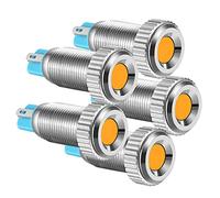 Gebildet 5pcs 8mm AC/DC 12-24V Cobre Niquelado Impermeable Luz Indicadora LED(Naranja)