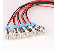 Gebildet 5pcs 8mm AC/DC 12-24V LED Luz Indicadora de Metal Impermeable láMpara de Señal Piloto Tablero Direccional con Cable(Blanco)