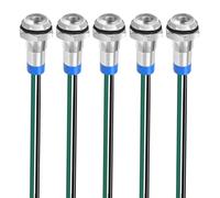 Gebildet 5pcs 8mm Lámpara de Señal a Prueba de Agua, 3V-4,5V-5V-6V-7,5V-9VDC Luz Indicadora de Metal LED de Ahorro de Energía con Cable (Blanco)