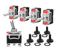 Gebildet 5pcs Interruptor de Palanca Basculante de 12mm,15A-250VAC/20A-125VAC,Interruptor de Encendido/Apagado/Encendido SPDT de 3pin+5pcs Cubierta Impermeable