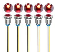 Gebildet 5Piezas 12mm AC 230V LED Indicador de Luz de Metal Resistente al Agua Lámpara de Señal (Rojo)