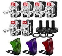 Gebildet 6pcs SPST Conmutador de Palanca con Gorra Impermeable 10A/12VDC, 6A/24VDC, Interruptor de Palanca Encendido/Apagado 2Posiciones 2Pin,para Auto Vehiculo Barco