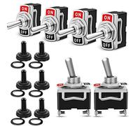 Gebildet 6Piezas SPST Conmutador de Palanca con Gorra Impermeable 10A/12VDC, 6A/24VDC, Interruptor de Palanca ON/Off 2Posiciones 2Pin, para Auto Vehiculo Barco (Negro)