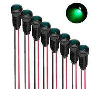 Gebildet 8piezas Indicador LED carcasa de plástico ignífugo verde Luz Piloto AC/DC 12-24V Tamaño del Orificio de Montaje (8mm)