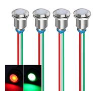 Gebildet Bi-Color (Verde y Rojo) 12mm (1/2 Pulgada) Luz Indicadora de Ahorro de Energía, 12mm 2colores Luz LED 12V/24V/20mA Luz de Montaje en Panel para Coche Camión Barco Autopartes (Paquete de 4)