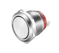 Gebildet Botón Pulsador de Tipo Corto 20A/12-24V, 15A/220V 19mm Interruptor de Botón Pulsador Momentáneo de Acero Inoxidable Interruptor SPST de 2 Pines a Prueba de Agua