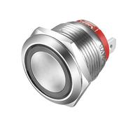 Gebildet Botón Pulsador de Tipo Corto, 20A/220V CA, LED Azul, 19mm, Interruptor Pulsador Momentáneo de Acero Inoxidable, Interruptor SPST de 4 Pines a Prueba de Agua