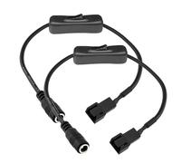 Gebildet - Cable Adaptador de Corriente para Ventilador de PC de 3 y 4 Pines con Interruptor, 2 Unidades, Conector de Fuente de alimentación de CC, DC5521 a Cable de 3/4 Pines
