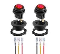 Gebildet Interruptor Basculante LED Rojo Resistente al Agua con Carcasa Redonda de 3Pines 12DC-20A/24VDC-10A para Automóvil, Camión, Interruptor Basculante de Encendido y Apagado, Paquete de 2