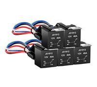 Gebildet JD1912 - Arnés relé de coche 12 V 40 A 4 pines SPST - Arnés con cables etiquetados de colores para coche, camión, furgoneta, motocicleta, barco (paquete de 5)