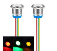 Gebildet Luz Indicadora de Ahorro de Energía Tricolor(verde,rojo y amarillo)de 16mm(0,63"),luz LED de 3colores de 16mm,luz de Montaje en panel de 12V/24V/20mA para auto,Camión,Barco, Autopartes(2pcs)