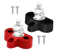 Gebildet M10(3/8") Barra Colectora 12V-24V 250A,Bloque de Terminales de Distribución energía con Pernos M10 Individuales,2piezas (Rojo y Negro) Barra Colectora de Batería Positiva Negativa para Auto