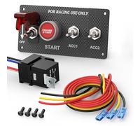 Gebildet Panel de Interruptor de Encendido 4 en 1 de 12V 30A, botón de arranque de Motor de Carrera, Panel de Interruptores de Palanca LED con Relé de Cable para RV,Camión,Carreras,Coche, Barco