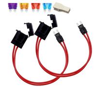 Gebildet Portafusibles de 2 Piezas, 12-24V, 16AWG, para Coche, con Conector de Cuchilla Pequeña para Paneles de Caja de Fusibles y 4 Fusibles de Cuchilla (3/5/10/15A)