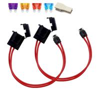 Gebildet Portafusibles para Coche 2 Unidades, 12-24V, 16AWG, Perfil bajo, Minifusible de Cuchilla para Paneles de Caja de Fusibles, 4 Fusibles de Cuchilla (3/5/10/15A)