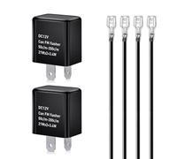 Gebildet Relé de Intermitencia Electrónica LED de 12V con Velocidad Ajustable de 2 Pines, Compatible con Luces de Giro y Advertencias de Peligro de Coche y Motocicleta (Negro)