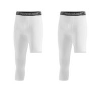 GEBIN Pack de 2 Pantalones de Compresión para Hombre, Mallas Deporte 3/4 de Una Pierna, Tejido de Secado Rápido, Ideales para Running, Fitness, Yoga y Gym (White (Right 3/4),M)