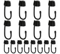 Gebiuhoo 8 Ganchos en Espiral de 75mm + 8 Ganchos en Espiral de 85mm Extensores de Gancho en Espiral Negros Cuerdas Elásticas con Gancho para Lonas, Portaequipajes, Camping, Coches y Bicicletas