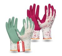 Gebol Flower Duo | 2 pares | talla S (tamaño 7) | guantes de jardín traje doble en los colores de moda 2023 | guante de trabajo estampado floral | revestimiento de látex suave para un buen agarre |