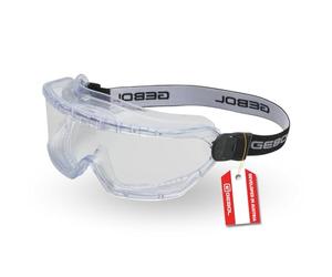 Gebol Gafas de seguridad profesionales | protección completa con campo de visión panorámico | antiarañazos y antivaho | banda elástica y ventilación | Tamaño universal | para hombre y mujer |