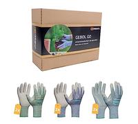 Gebol GO Juego de guantes de trabajo reciclados, talla XL (talla 10), sostenibles guantes rePET de botellas de plástico reciclado con revestimiento de caucho natural, para hombre, 6 pares