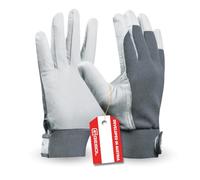 Gebol Guantes de trabajo de piel con cierre de velcro, talla XL (Gr 10), color blanco, talla Uni Fit Comfort, 1 par