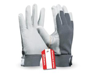 Gebol Guantes de trabajo de piel con cierre de velcro, talla XL (Gr 10), color blanco, talla Uni Fit Comfort, 1 par