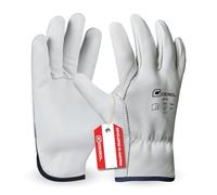 Gebol Guantes de trabajo de piel de alta resistencia, talla XL (Gr 10), color blanco, 1 par