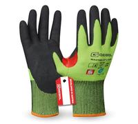 Gebol Master Cut C Plus | Guantes de trabajo con protección contra cortes | Guantes de nitrilo para hombre | Talla L (Gr 9) | Amarillo neón | 1 par