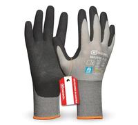 Gebol Master Flex - Guantes de trabajo para hombre con revestimiento de nitrilo de poliuretano y acabado arena, dermatológicamente probados, sin costuras, transpirables para montaje y mecánica, talla