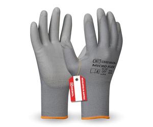 Gebol Micro Flex - 1 par de guantes de trabajo para mujer, guantes de montaje transpirables con revestimiento de poliuretano para un tacto preciso y seguridad de agarre, color gris