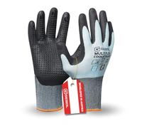 Gebol Multi Flex Cool & Touch | Talla L (Gr 9) | Guantes de trabajo refrigerantes contra el sudor | adecuados para pantalla táctil | con puntos | para hombre | azul hielo | 1 par