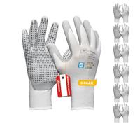 Gebol Multi Flex White - Guantes de trabajo con puntos, dermatológicamente probados, para hombre y mujer, talla M (8), color blanco, 6 pares