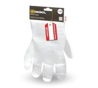Gebol Praktimax - Guantes desechables (100 unidades, tamaño universal, para colgar en cartón para facilitar la extracción, guantes protectores de plástico aptos para mano izquierda y derecha,