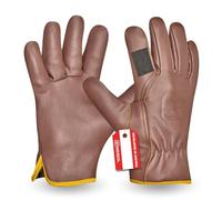 Gebol Quercus | 1 par | Talla XXL (Gr 11) | Guantes de jardín de piel auténtica resistente con forro de algodón | para hombre | marrón