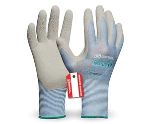 Gebol Upcycled Sensitive - Guantes de trabajo sostenibles de plástico reciclado, tacto superior, con revestimiento de caucho natural, para mujer, talla XS (Gr 6), color azul claro, 1 par