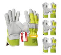Gebol Worker Pro Thermo - Guantes de trabajo de piel con forro aislante del frío | Guantes de invierno impermeables | para hombre | Talla L (Gr 9) | Amarillo, Blanco | 3 pares Multipack