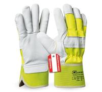 Gebol Worker Pro Thermo | Talla XXL (Gr 11) | Guantes de trabajo de cuero con forro aislante del frío | Guantes de invierno resistentes al agua | Fácil de quitar y poner | para hombre | Amarillo y